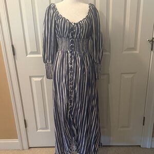 Anthropologie New Blue and White Long Sleeve Dress